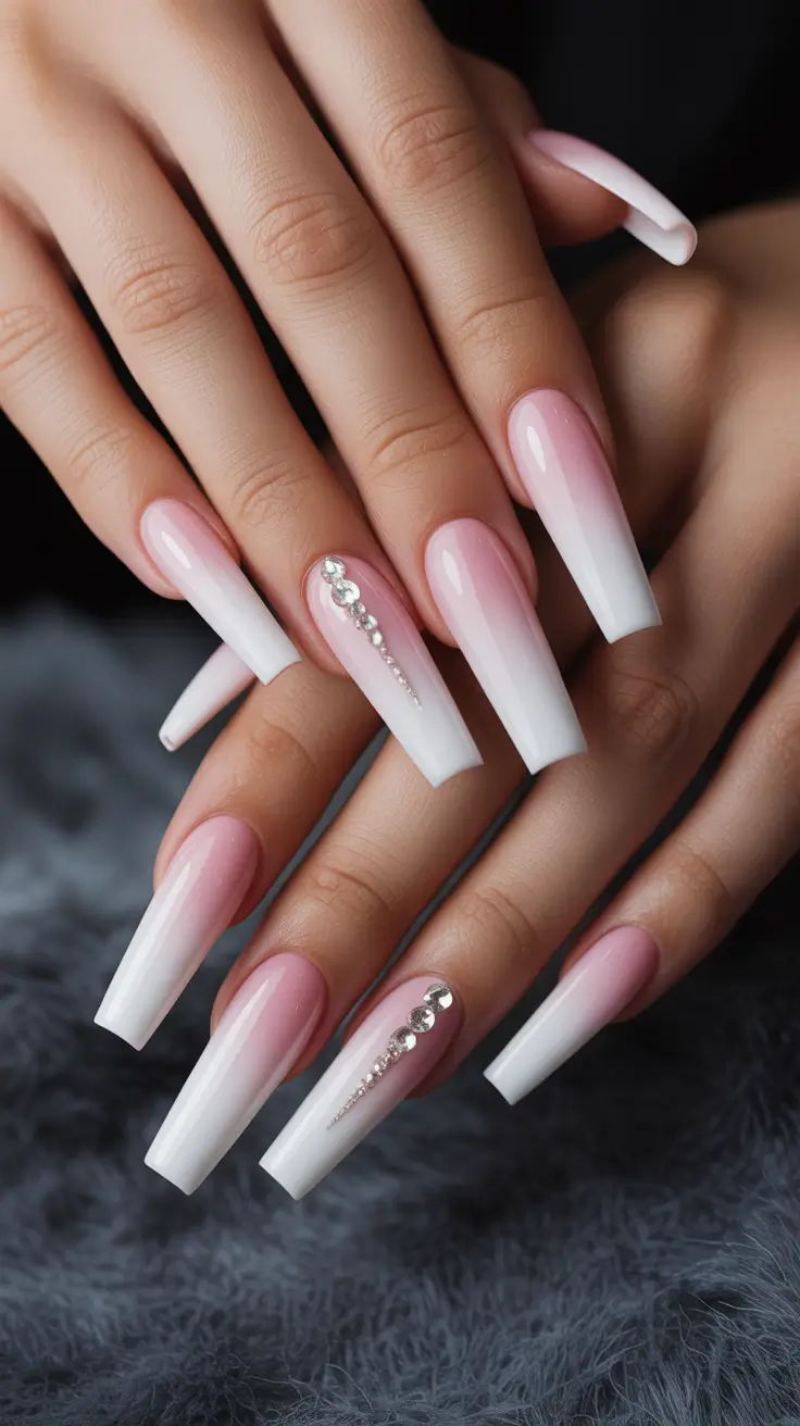 acrylic nail designs 2026 Crystal-Drop Ombre