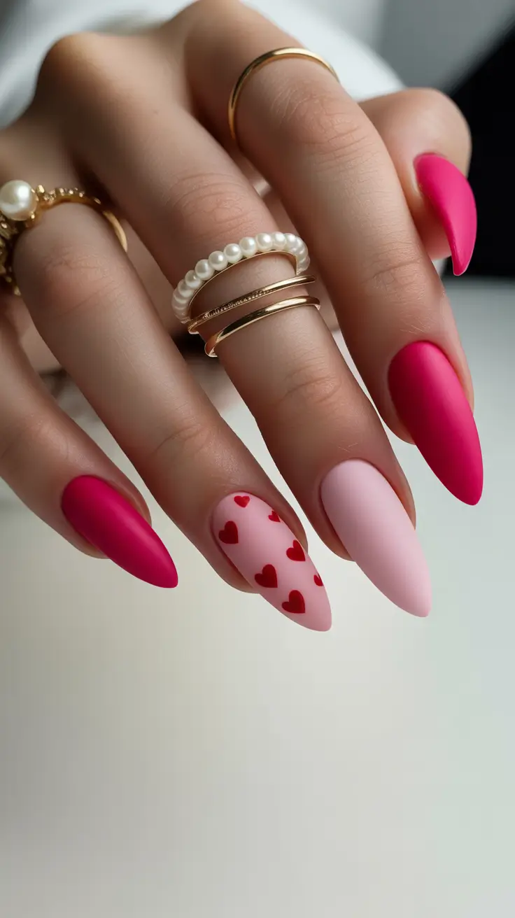 acrylic nail designs 2026 Matte Valentine Punch