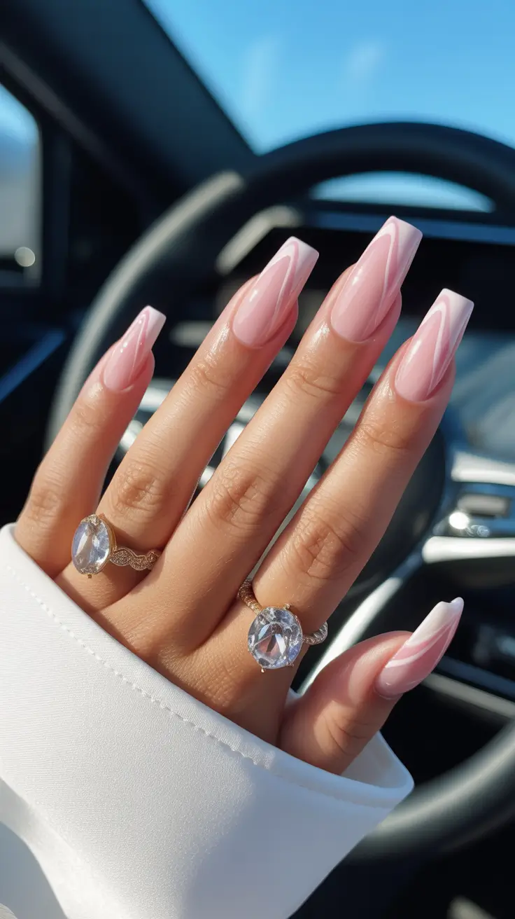 acrylic nail designs 2026 Glossy Pink Illusion