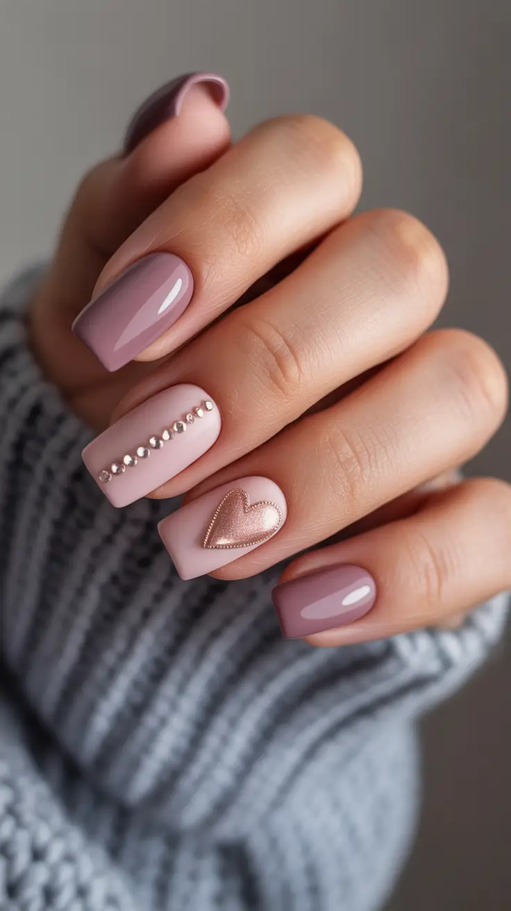 acrylic nail designs 2026 Rosy Luxe with Texture