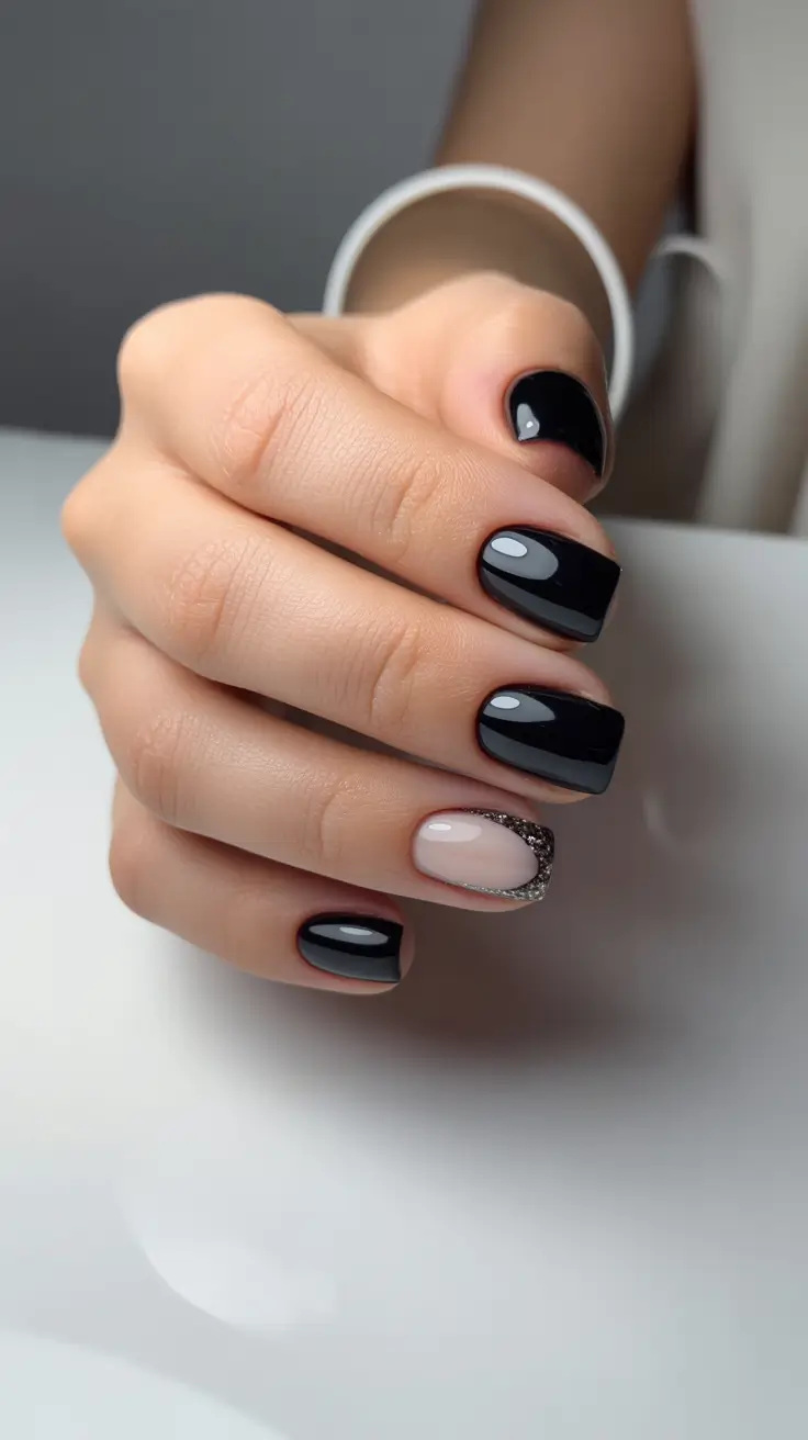 black-nail-designs-2026-Short-and-Sharp-Contrast