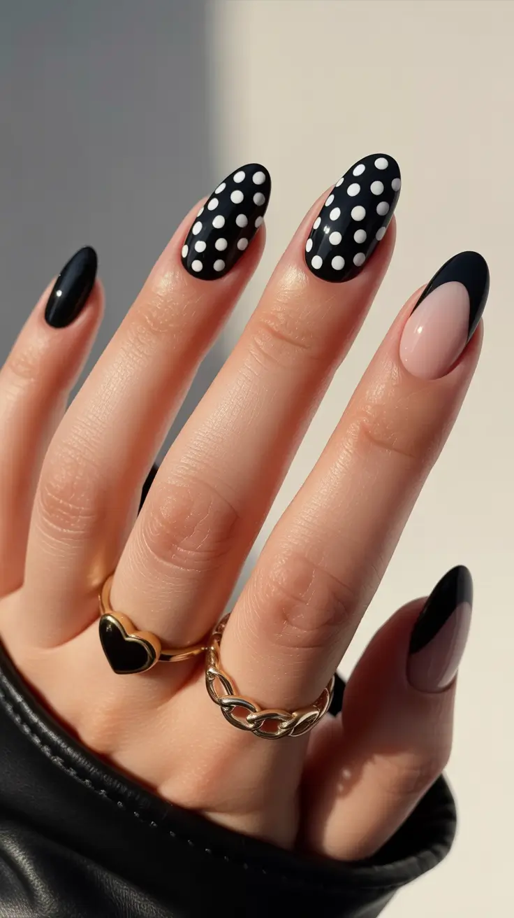 black-nail-designs-2026-Retro-Dots-and-Abstract-Tips