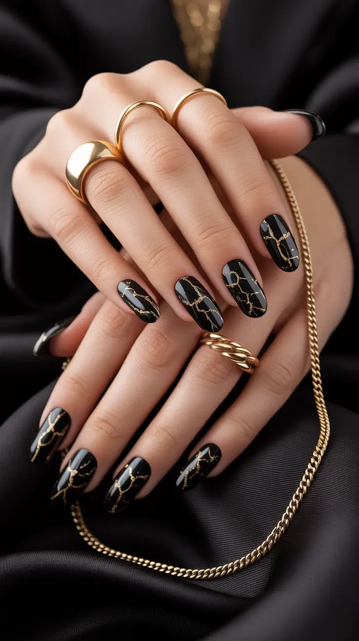 black-nail-designs-2026-Luxury-Chainlink-Illusion