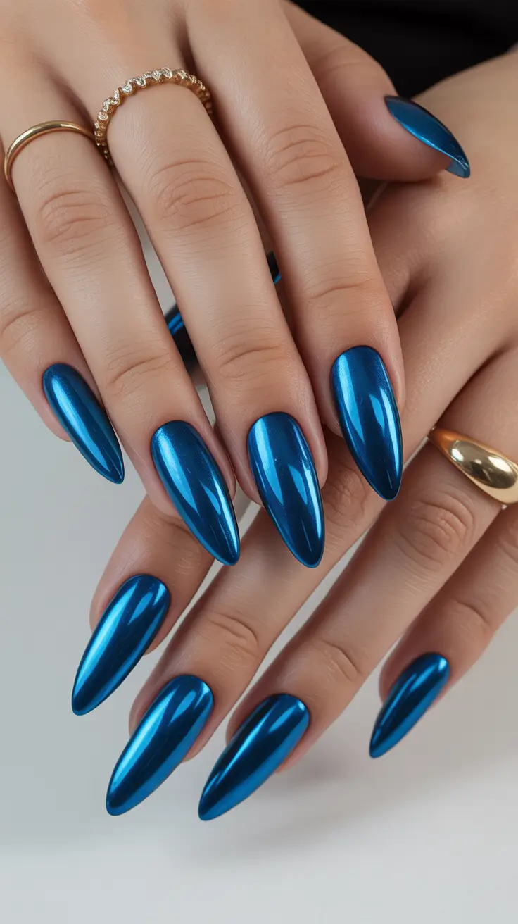 blue nail designs 2026 Hyper Chrome Blue: Statement Nails, Activated