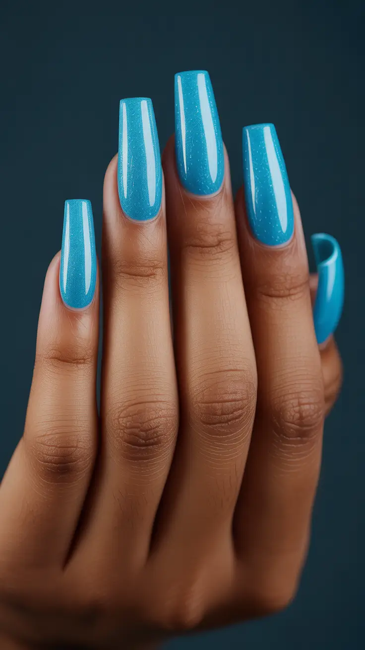 blue nail designs 2026 Electric Aqua: When Summer Hits Full Blast