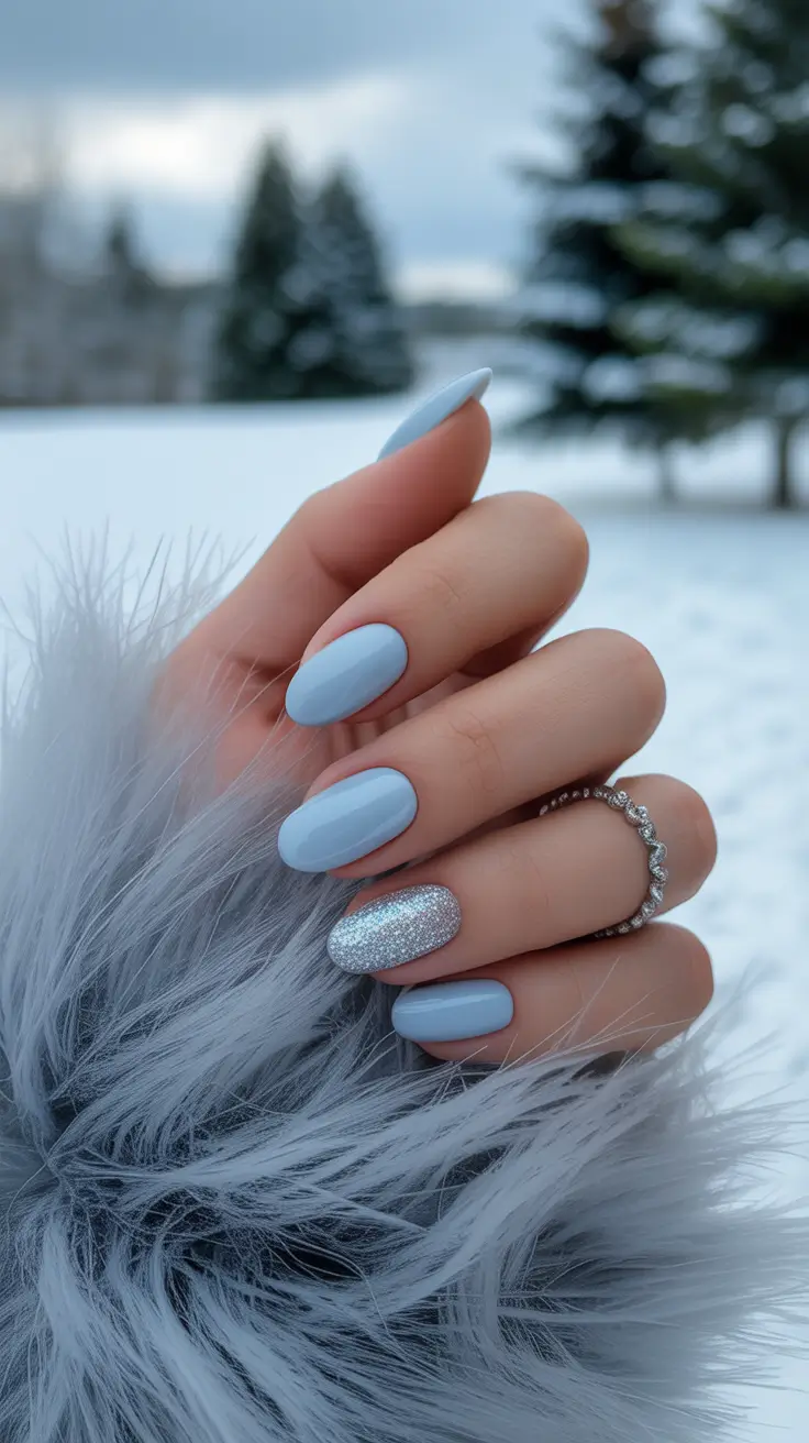 blue nail designs 2026 Frosted Air: A Cool-Toned Minimalist Dream