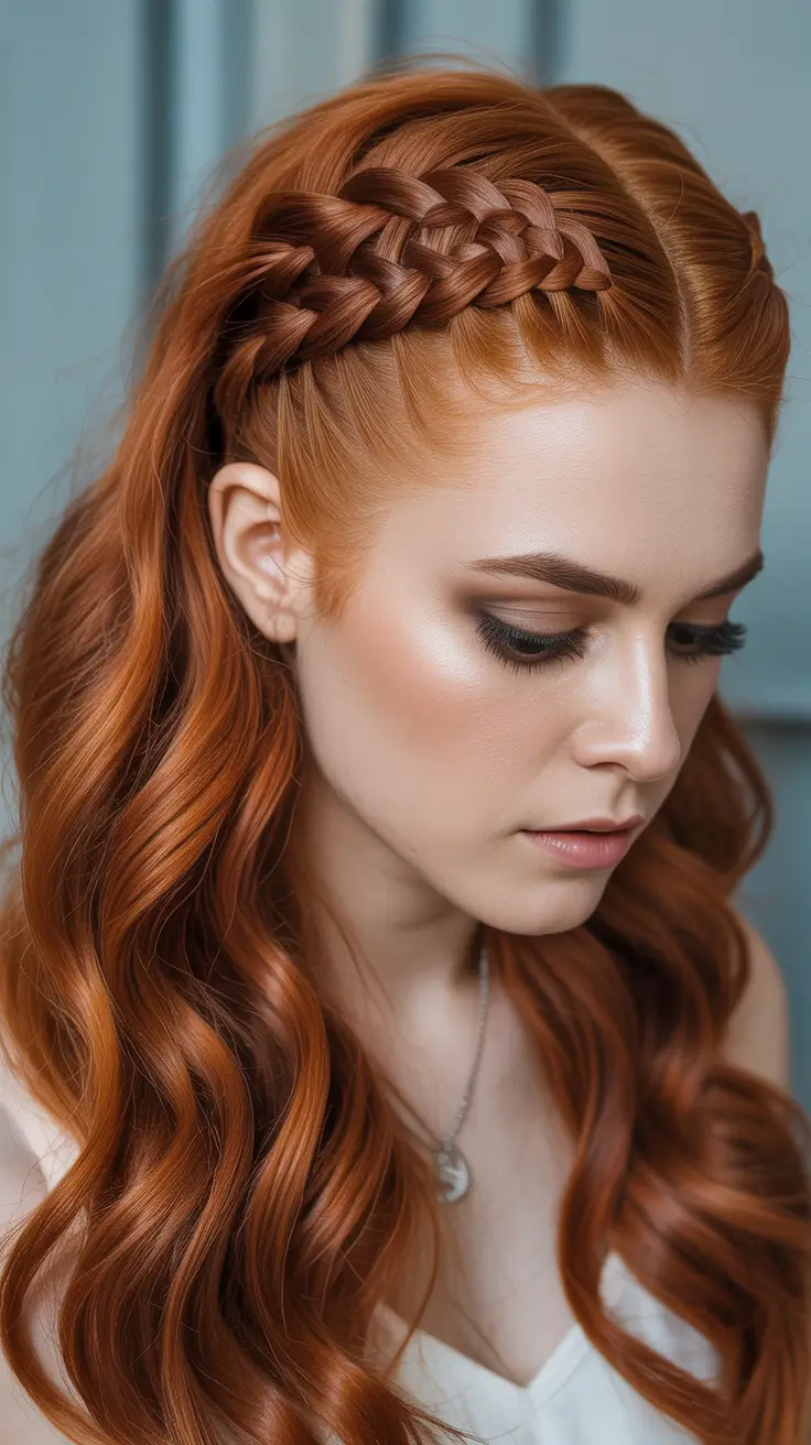 braids hairstyle 2026+Romantic Warrior Waves with Braided Crown