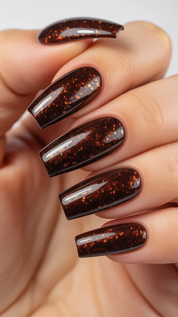 brown nail designs 2026 Molten Mocha Flakes
