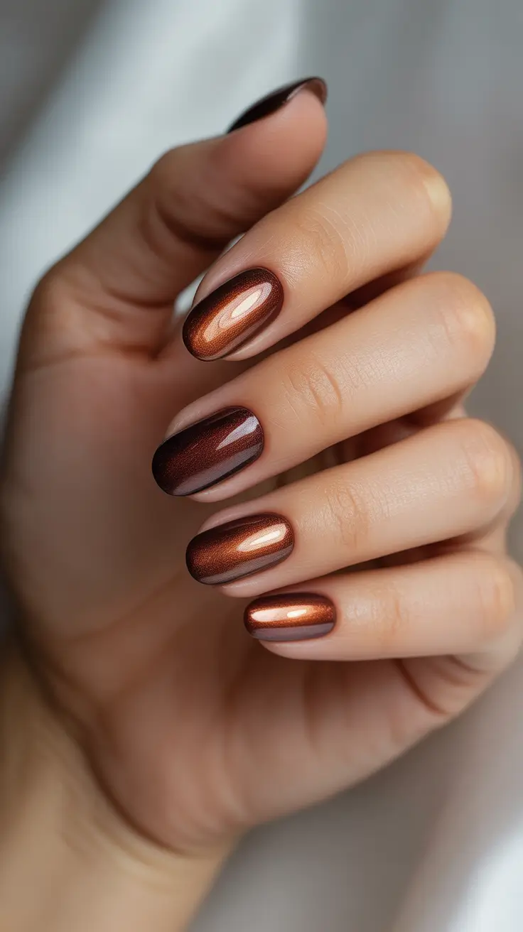 brown nail designs 2026 Copper Glow-On Glow