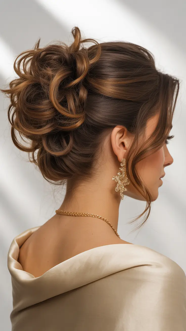 buns hairstyles 2026 The Tousled Mocha Glam Bun