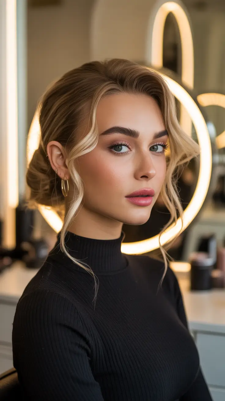 buns hairstyles 2026 The Sculpted Side-Part Glam Bun