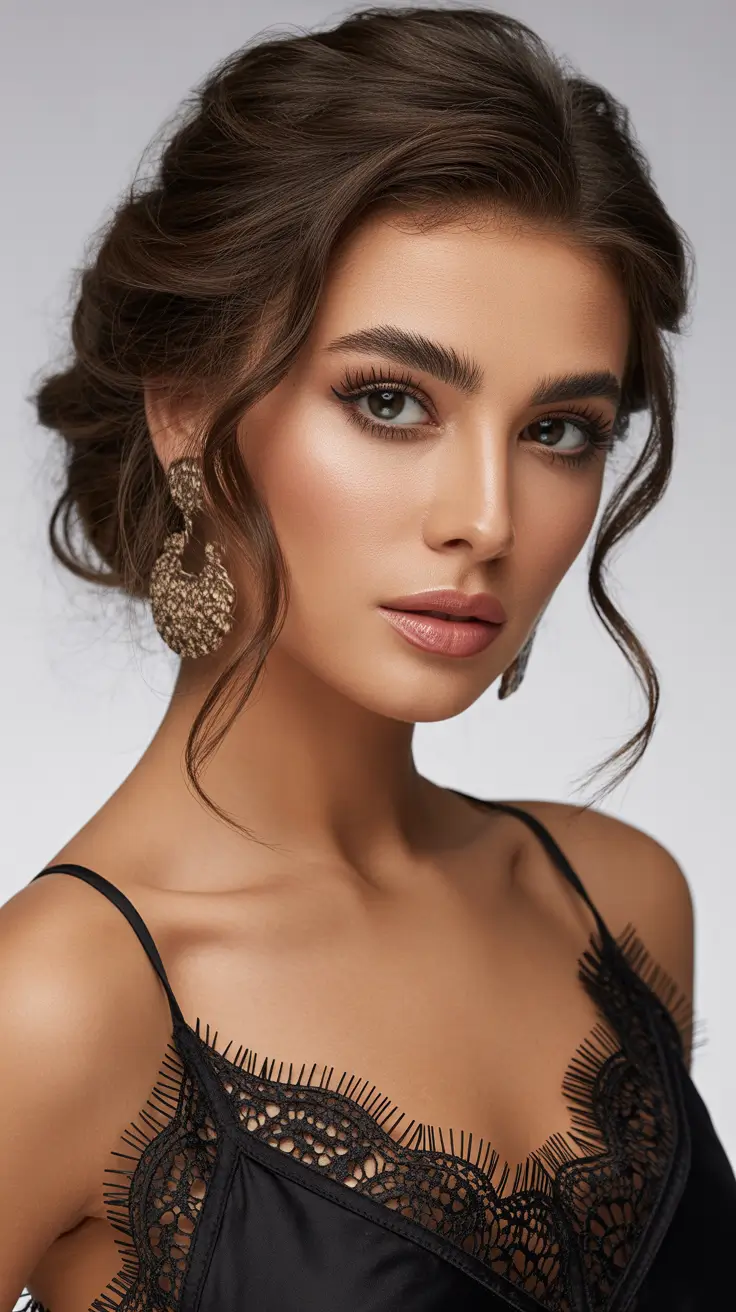 buns hairstyles 2026 The Smoky Evening Tousled Bun