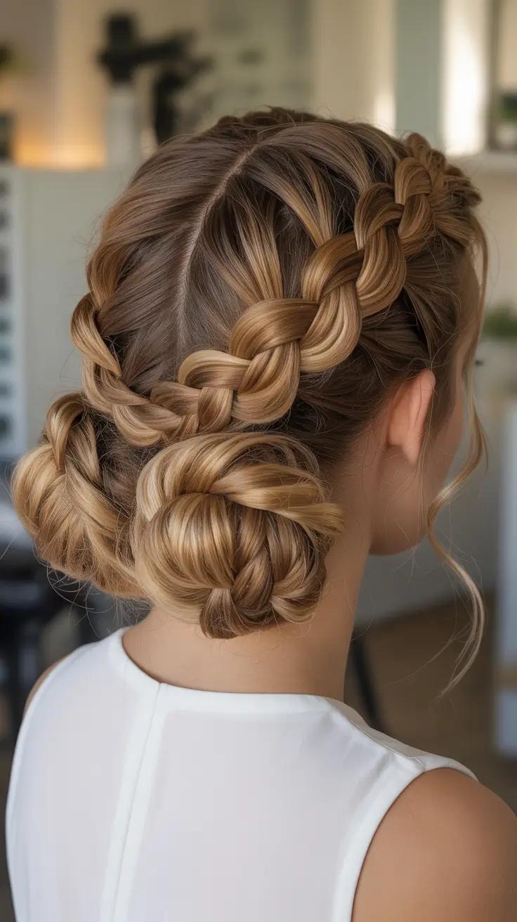 buns hairstyles 2026 The Twinned Crown Braid Buns