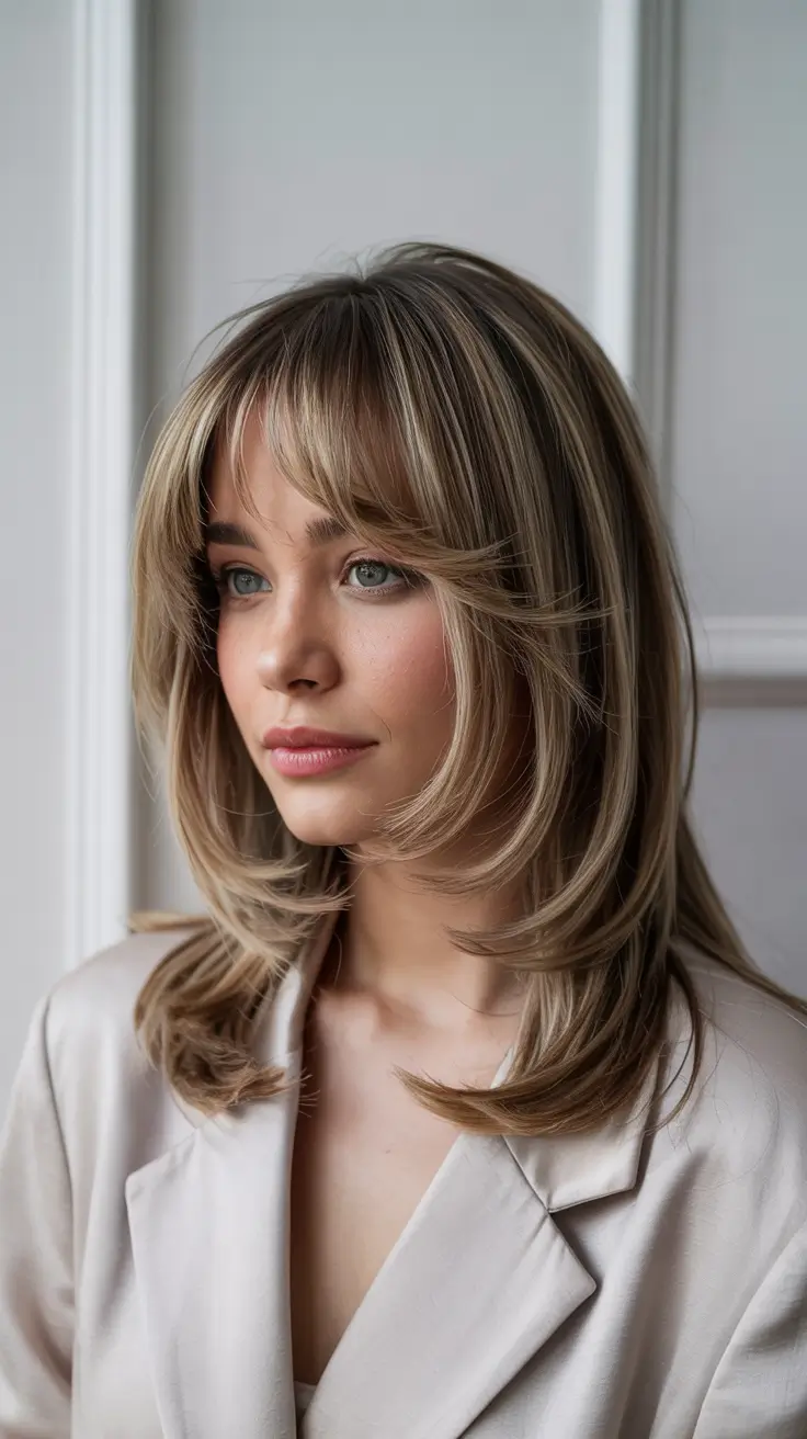 Butterfly Haircuts 2026 Soft-Layered Chic with Feathered Bangs