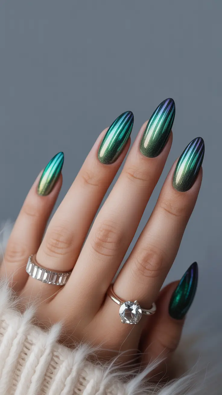 cat eye nails 2026 Electric Mirage: Metallics in Motion