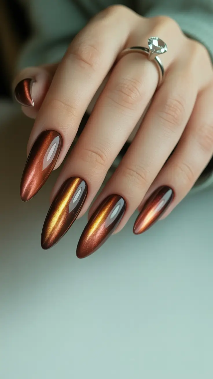 cat eye nails 2026 Molten Copper: Burnt Luxe Vibes
