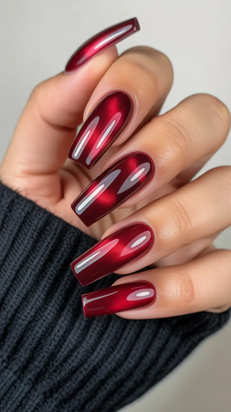 cat eye nails 2026 Red Velvet Steel: When Glam Meets Armor
