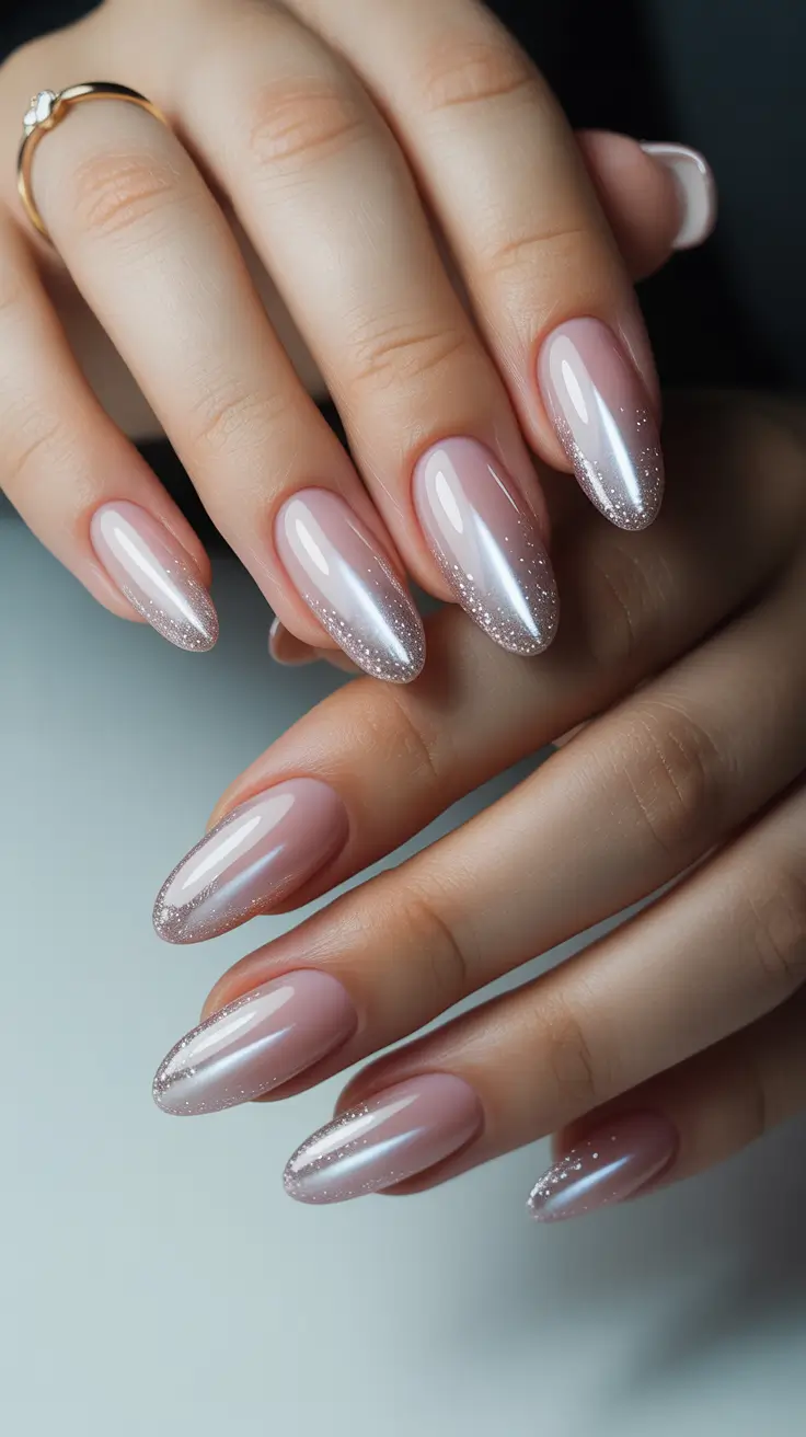 cat eye nails 2026 Sugar Dusted: Glitter Meets Lightplay