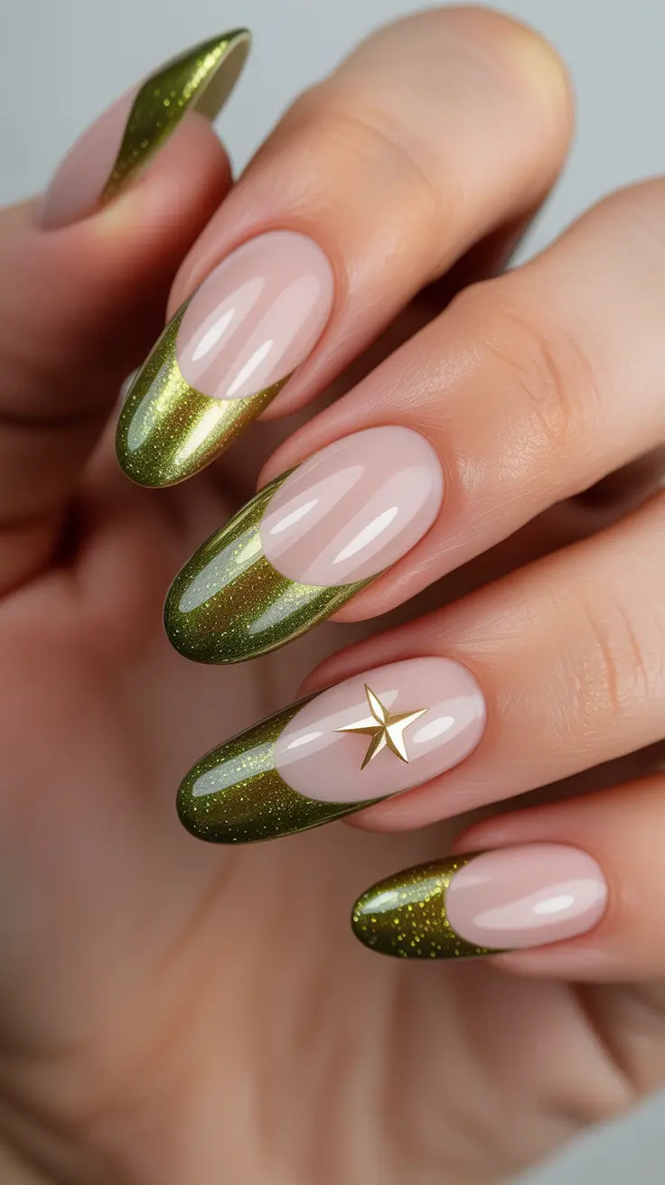 cat eye nails 2026 Golden Edge: A Twist on the French
