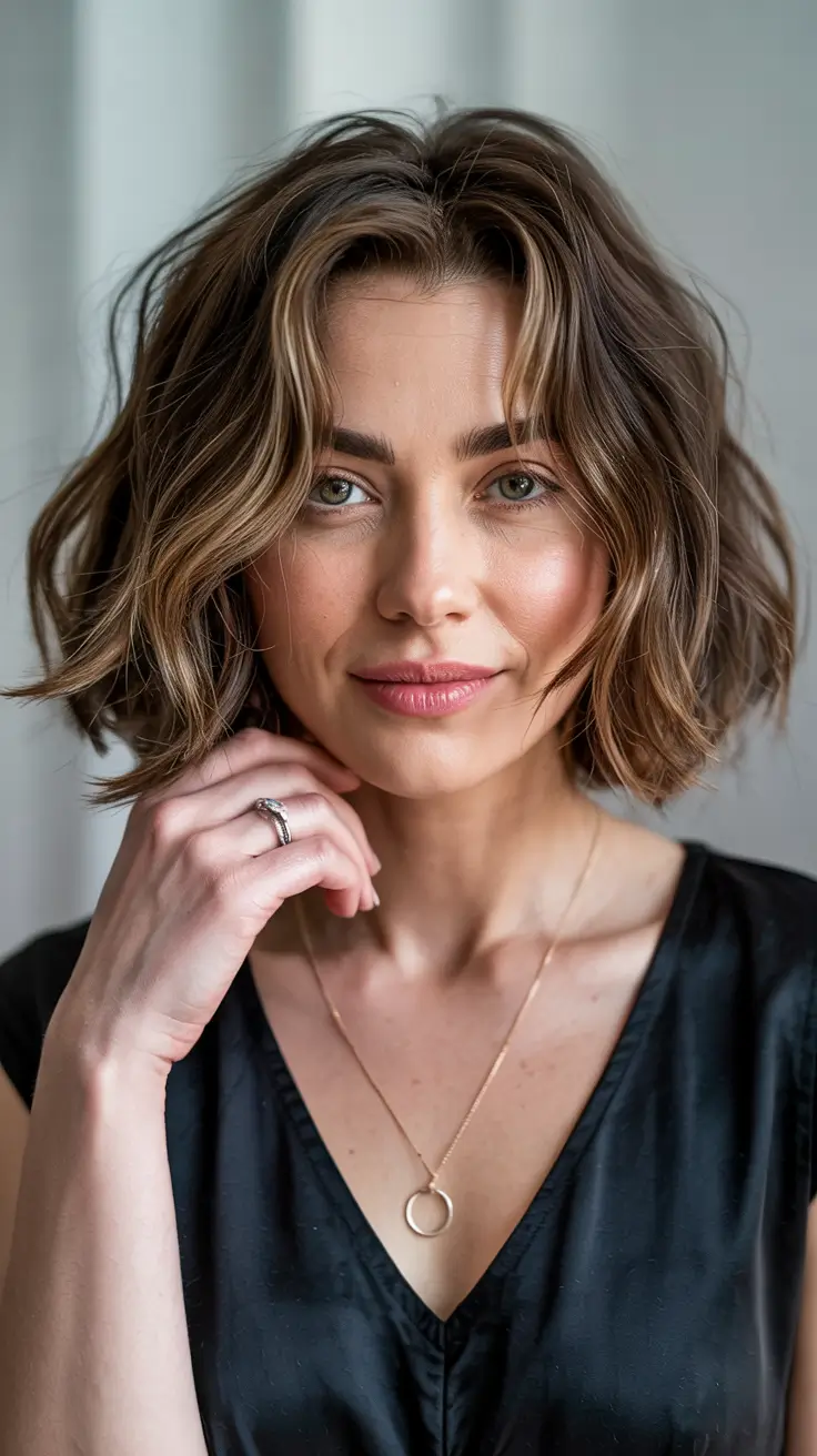 Choppy Bob Haircuts 2026 Sunlit Caramel Waves