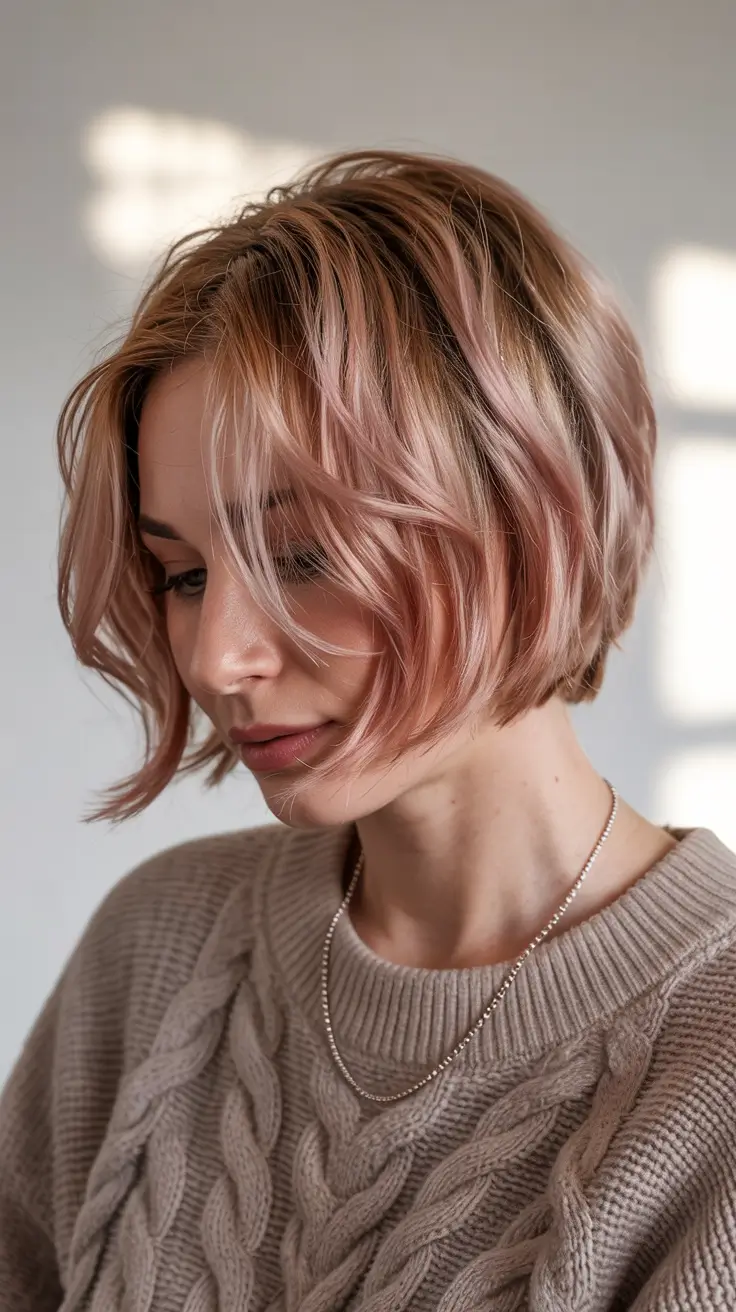 Choppy Bob Haircuts 2026 Pastel Peony Textured Bob