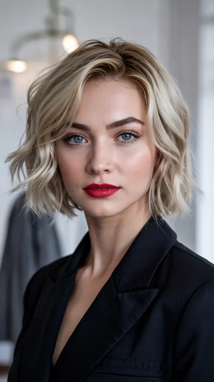 Choppy Bob Haircuts 2026 Chin-Grazing Blonde Drama