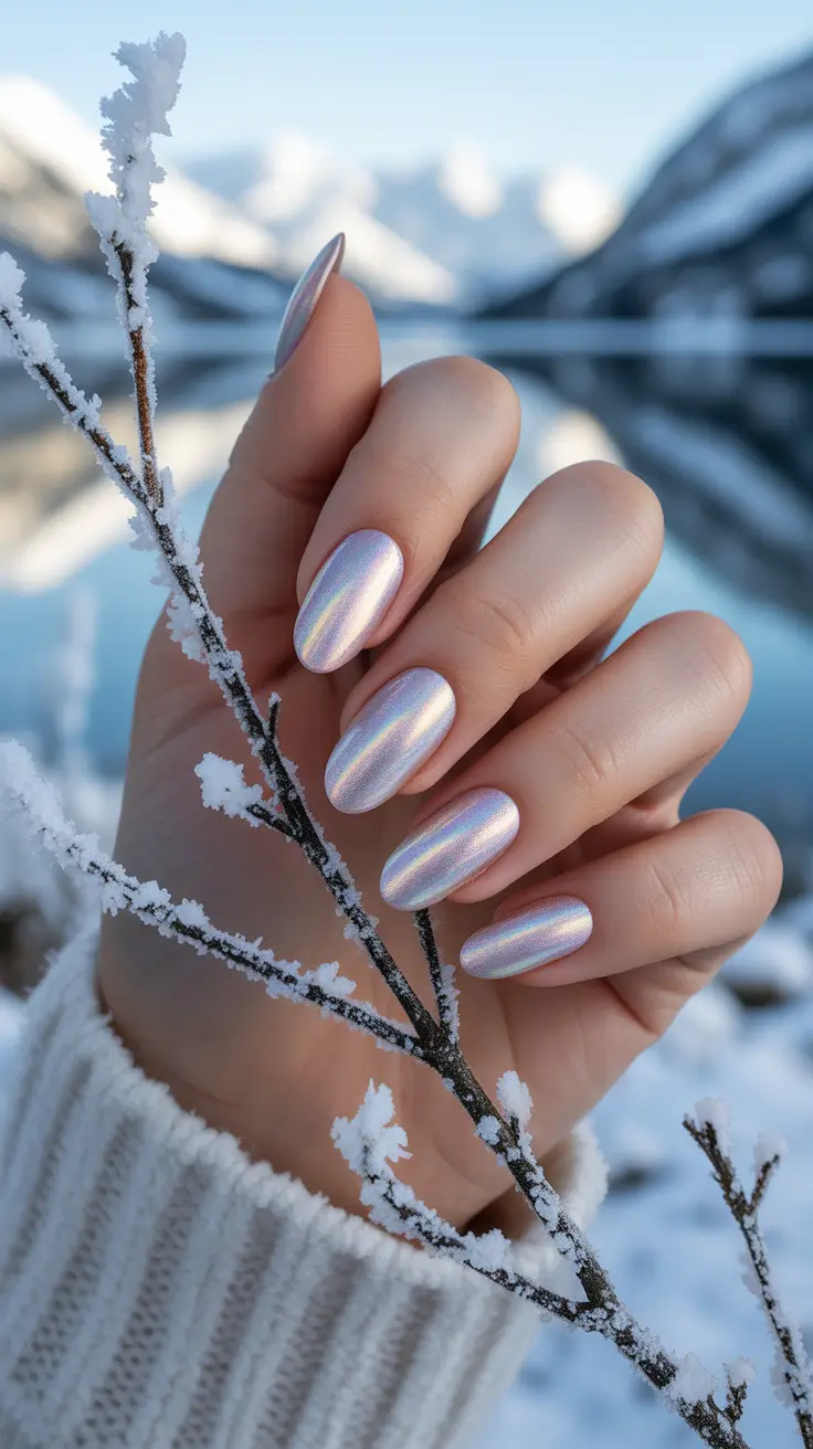 chrome-nail-designs-2026-Opal-Chrome-With-a-Frosted-Finish