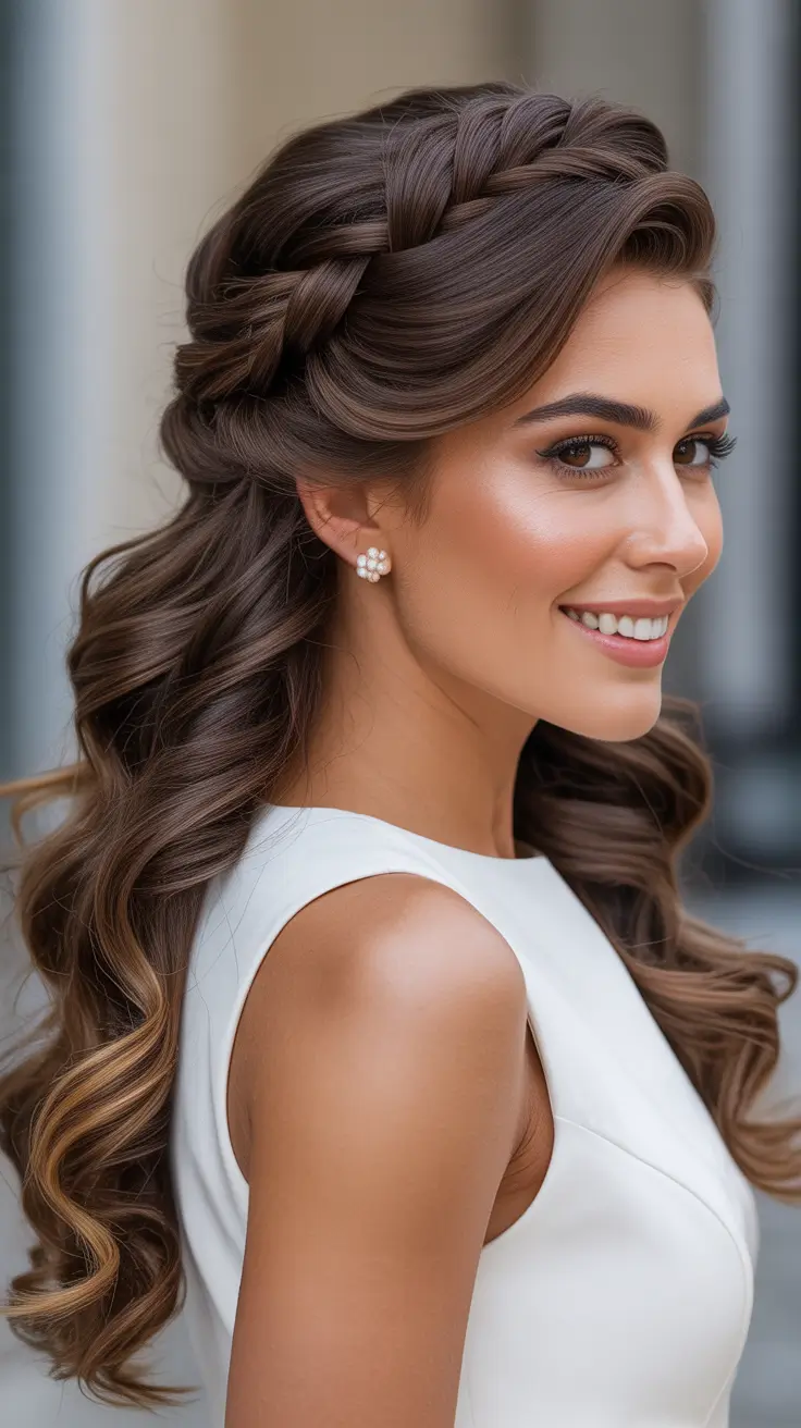 Curly hairstyle 2026 Structured Side Braid with Royal Wave Finish