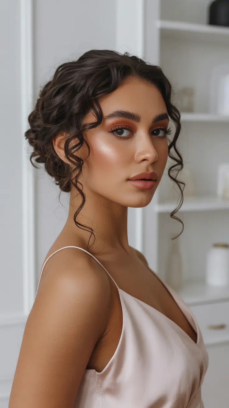 Curly hairstyle 2026 Low Romantic Twist with Soft Spiral Detail