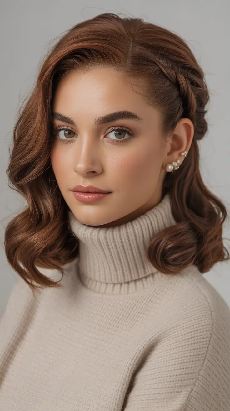Cute Hairstyle 2026 Soft Waves with a Braided Halo Accent