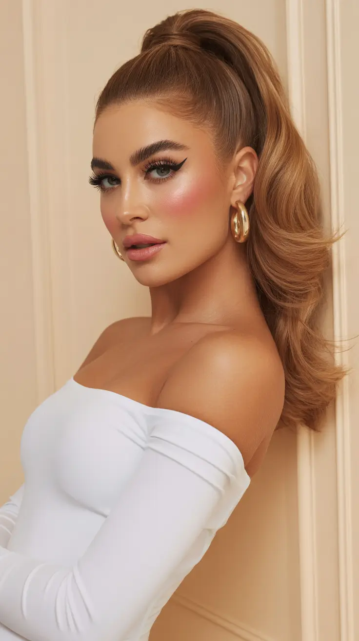 Cute Hairstyle 2026 Retro Ponytail Flip with Extra Volume