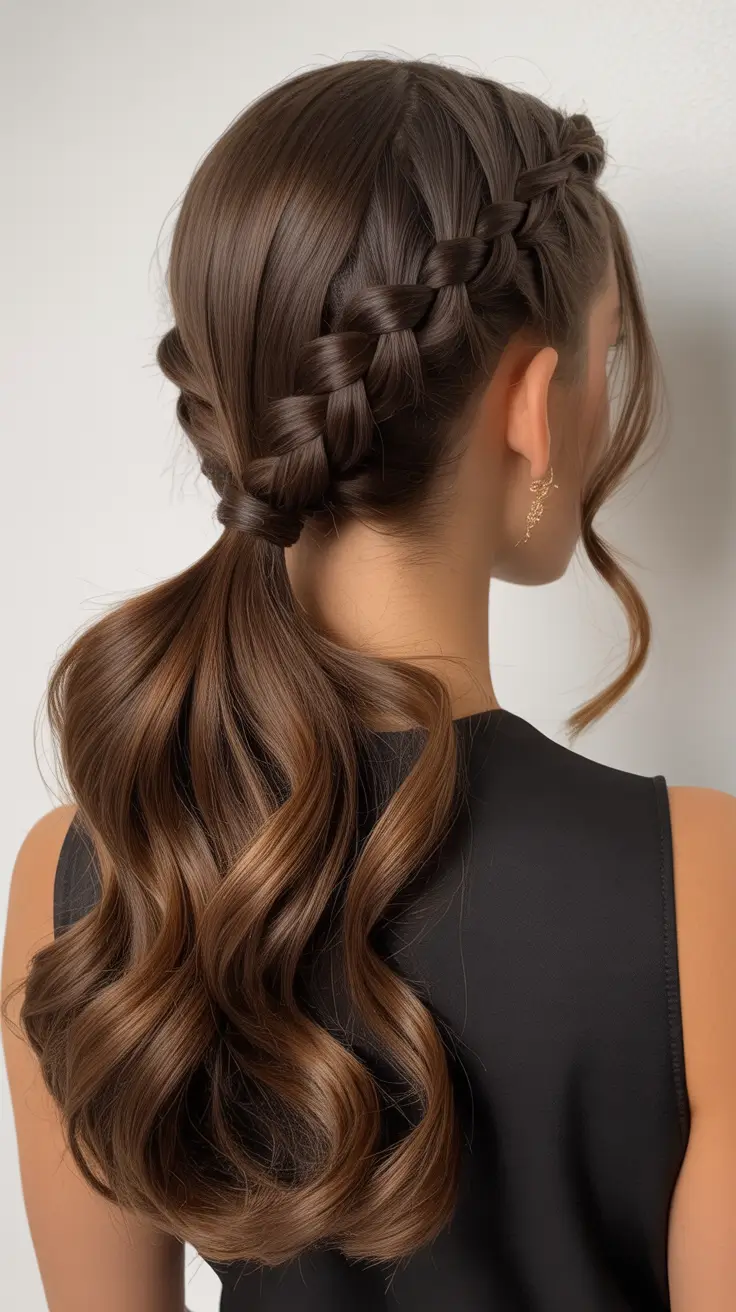 easy hairstyle 2026 Double Side Braids into Soft Pony