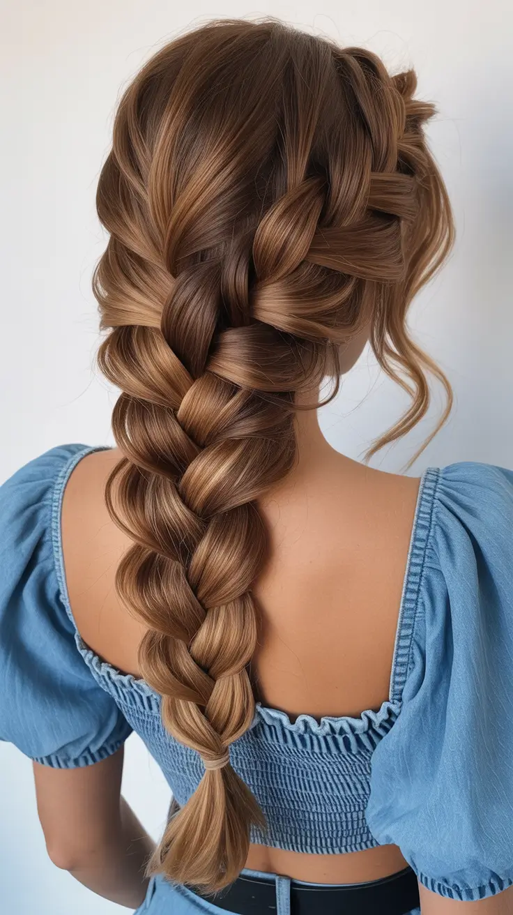 easy hairstyle 2026 Voluminous Dutch Braid with Textured Pull-Through Finish