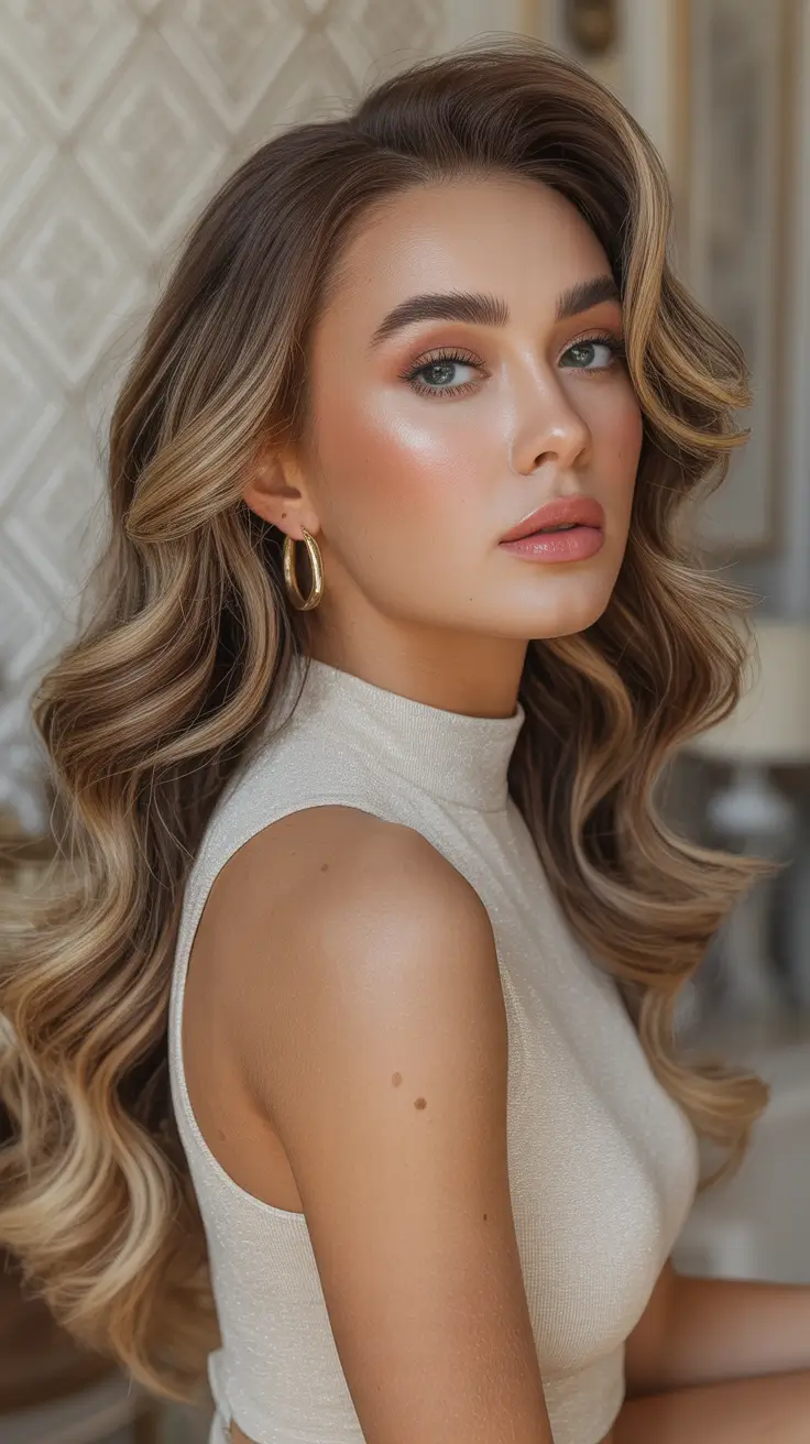 easy hairstyle 2026 Soft Hollywood Waves with Root Volume