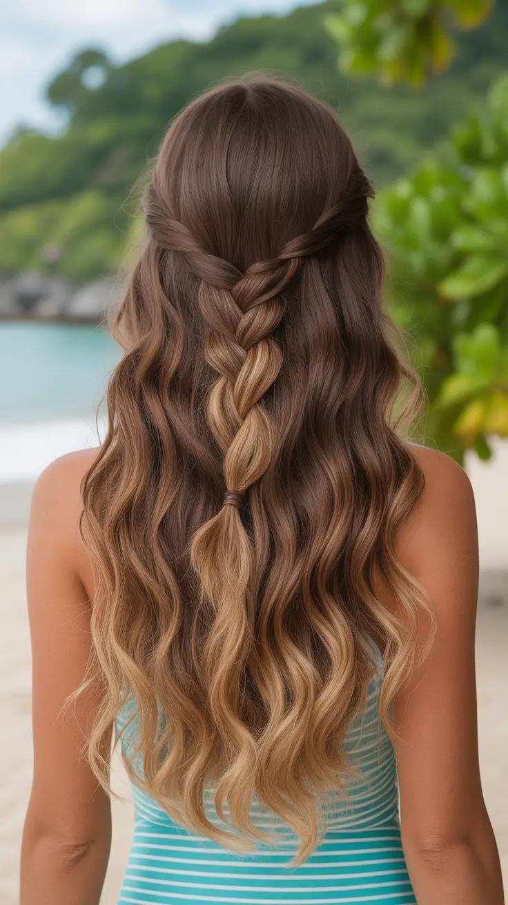 easy hairstyle 2026 Beachy Braid with Natural Ombre Flow