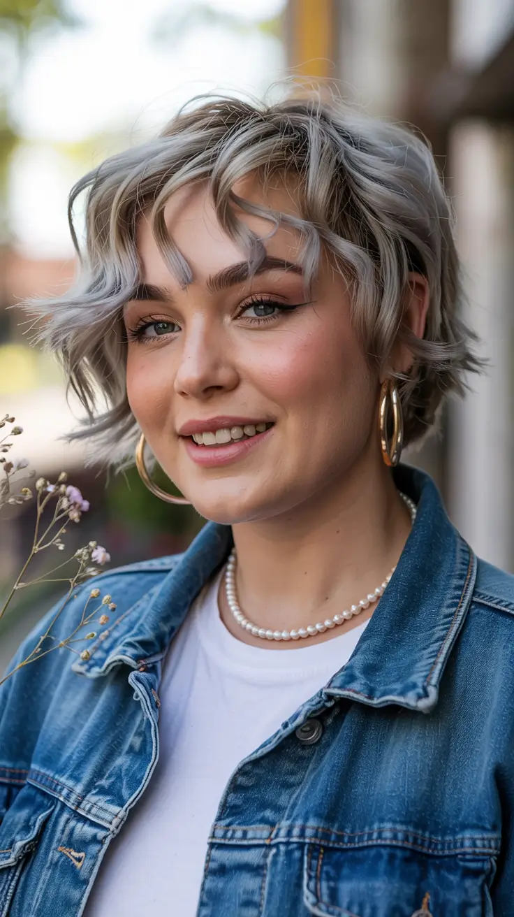 Fat Face Haircuts 2026 Silver Shag with Loose Texture and Personality