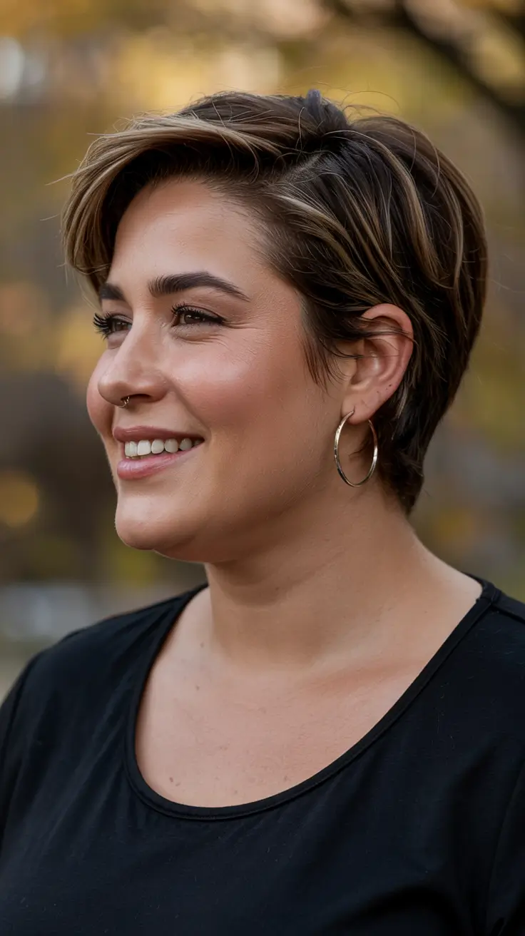 Fat Face Haircuts 2026 Textured Taper with Dimensional Brunette