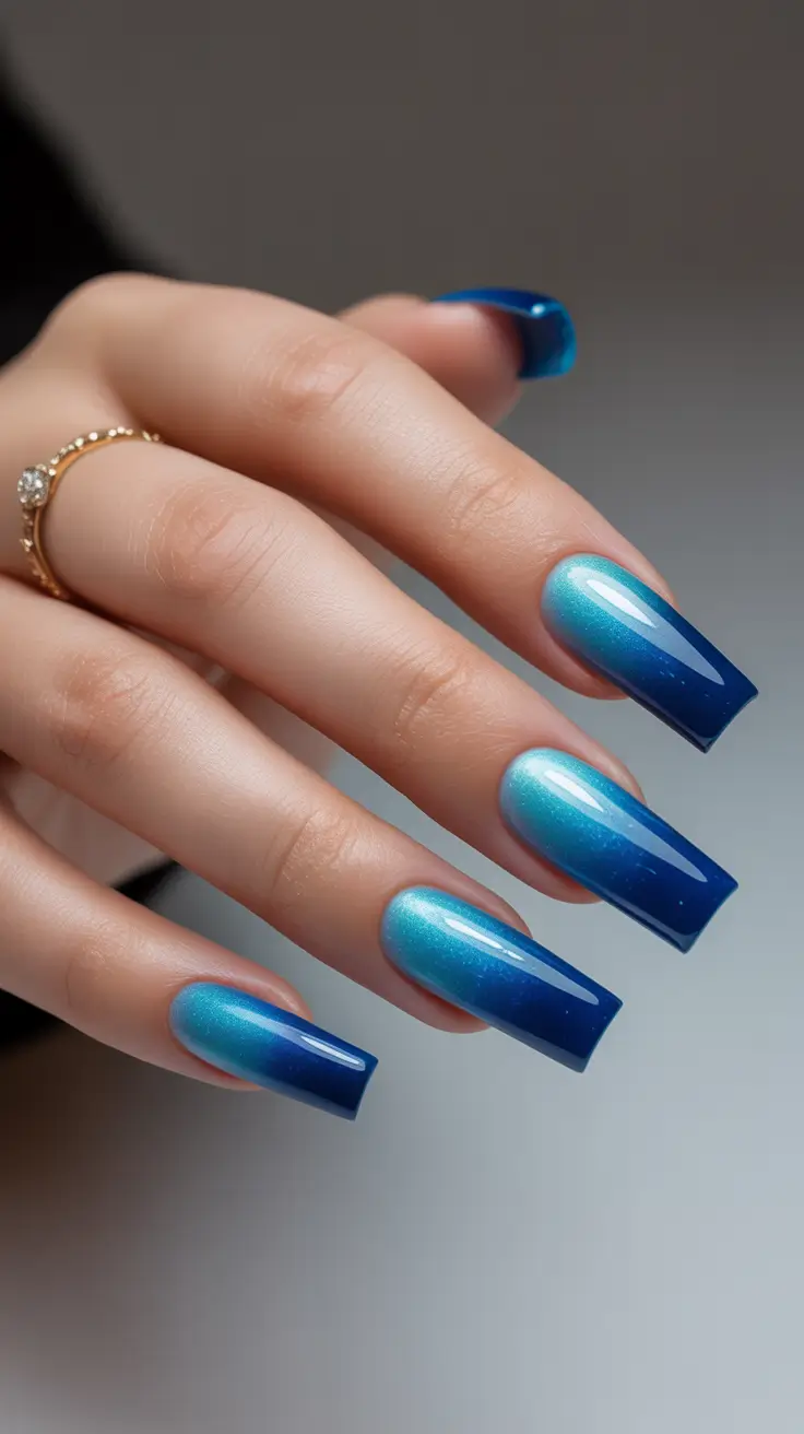 gel nail designs 2026 Teal Blue Gel Nails