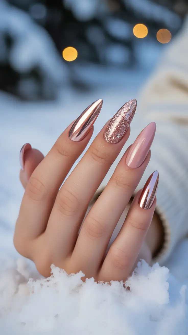 gel nail designs 2026 Pink Chrome Gel Nails