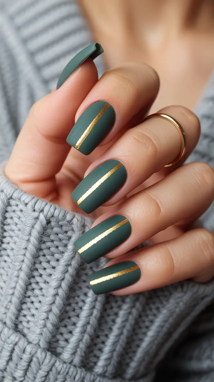gel nail designs 2026 Matte Green Gel Nails