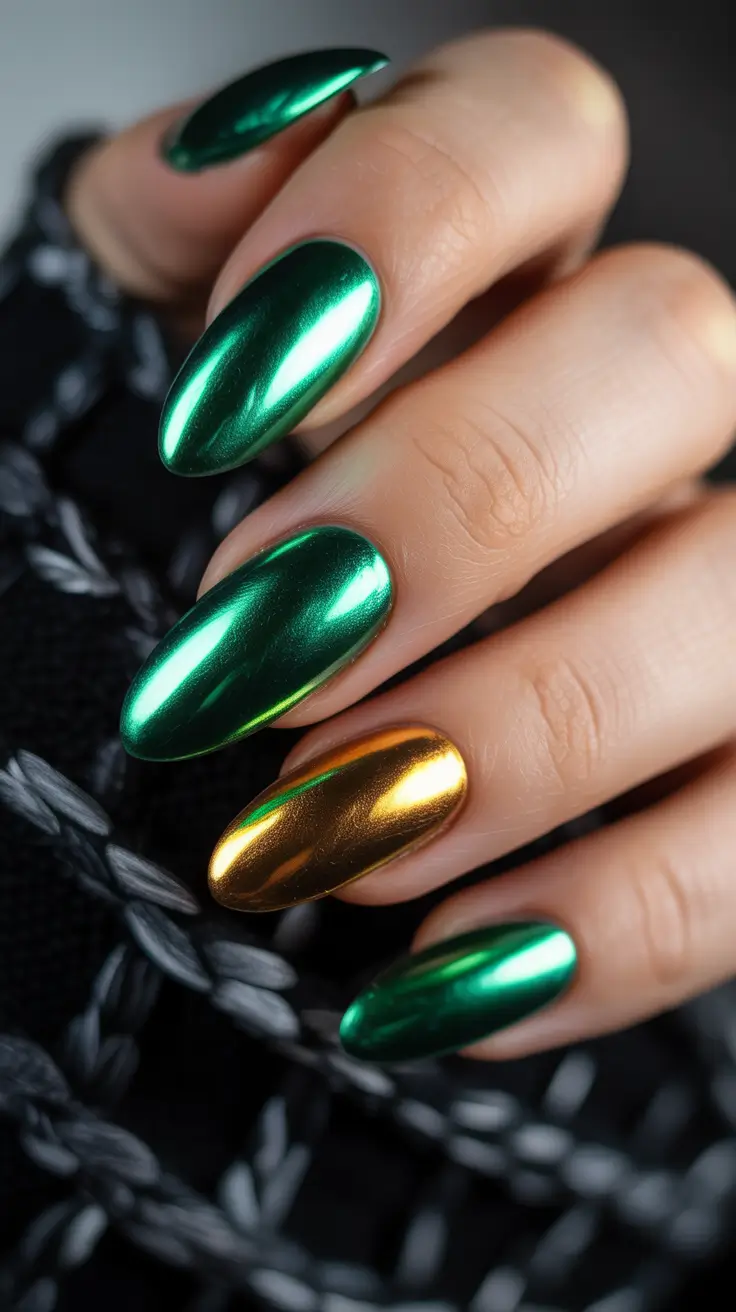 green-nail-designs-2026-Golden-Alloy