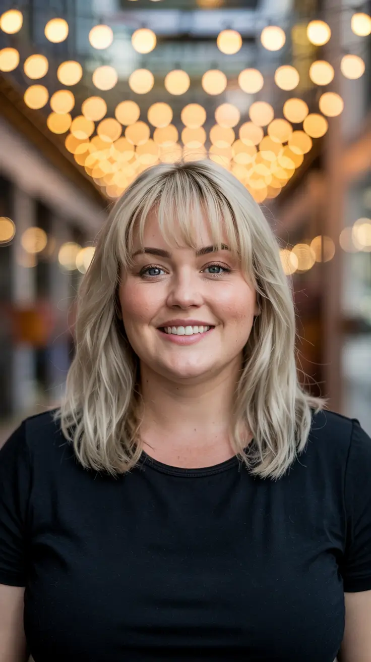 Haircuts for Chubby Faces 2026 Feathered Layers with Full Fringe