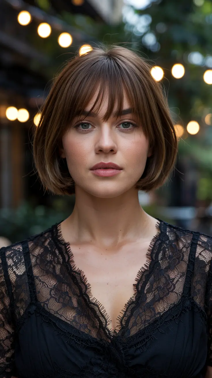 Haircuts for Chubby Faces 2026 French Girl Bob with Precision Bangs