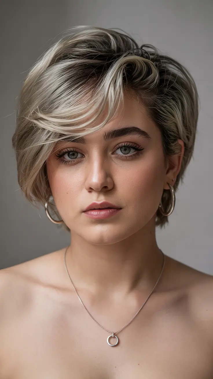 Haircuts for Chubby Faces 2026 Voluminous Crop with Sweeping Bangs