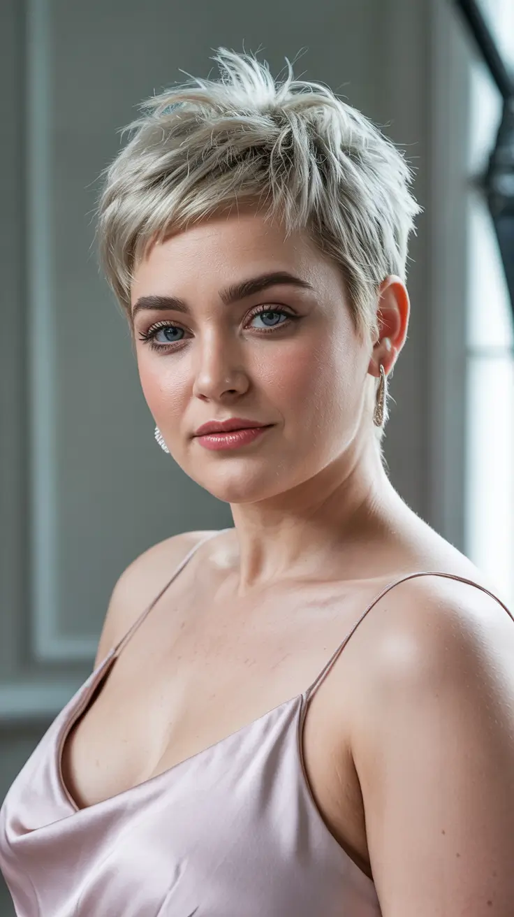 Haircuts for Chubby Faces 2026 Textured Platinum Crop with Edge