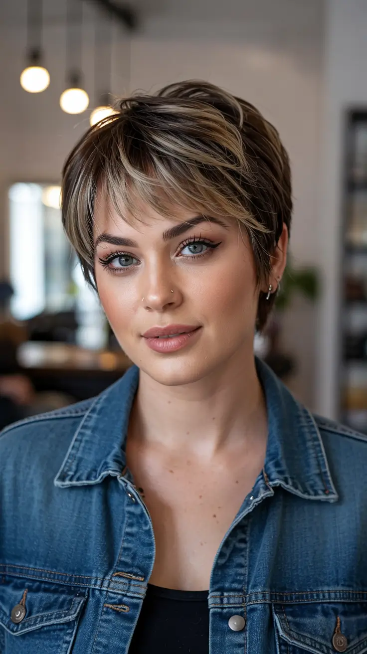 Haircuts for Chubby Faces 2026 Micro Fringe Pixie with Cool Contrast