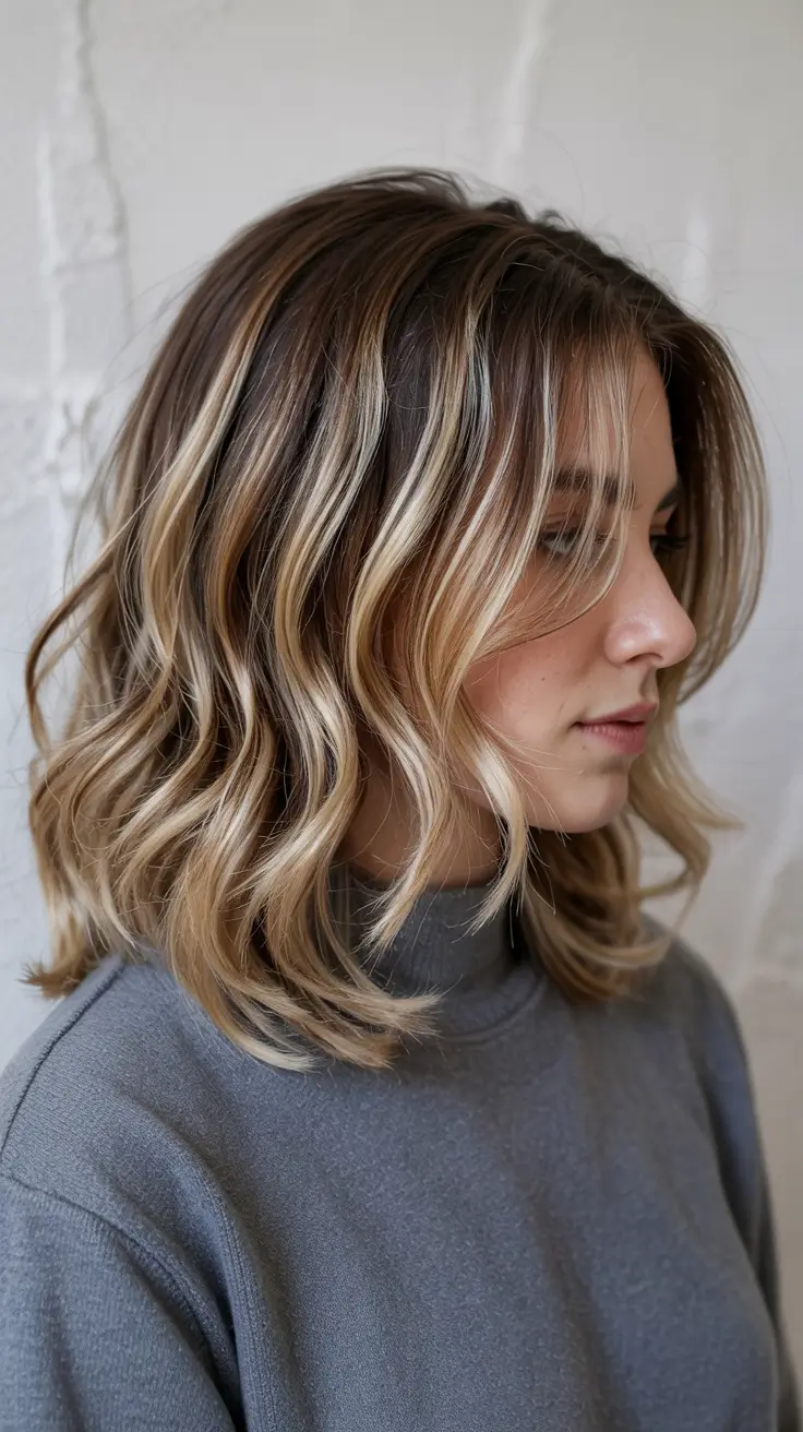 haircuts for medium hair 2026+Warm Blonde Waves with Dimensional Balayage