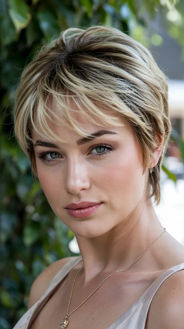 Haircuts for Plus Size Women 2026+Sun-Lit Shag with Wispy Bangs