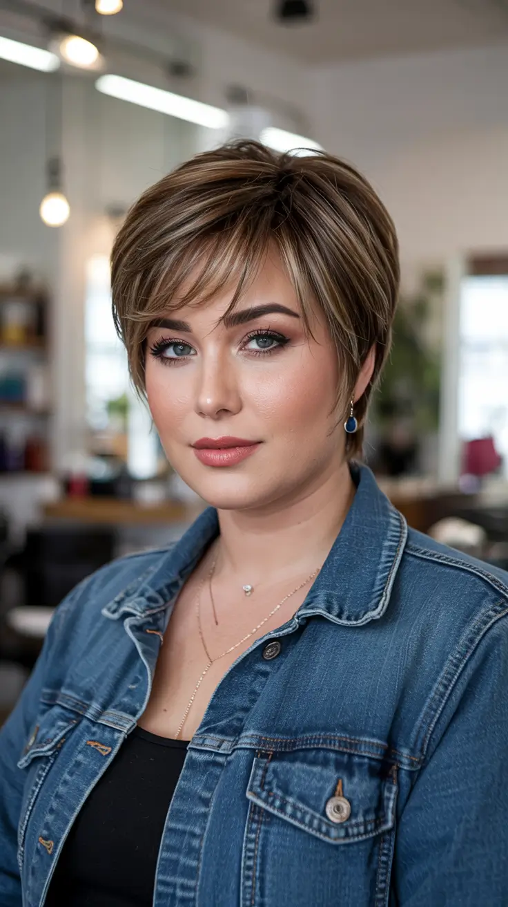 Haircuts for Plus Size Women 2026+Layered Mushroom Brown Bob with Volume Bangs