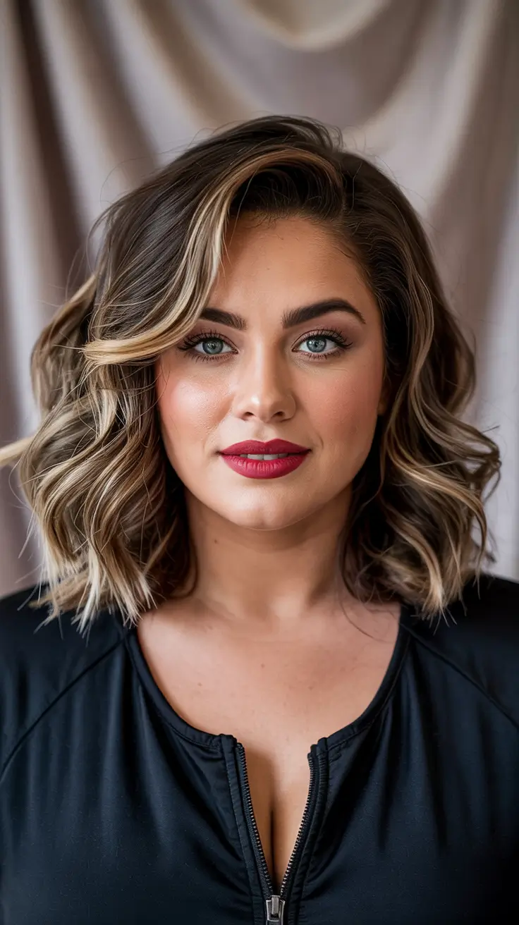 Haircuts for Plus Size Women 2026+Voluminous Curls with Bold Contrast